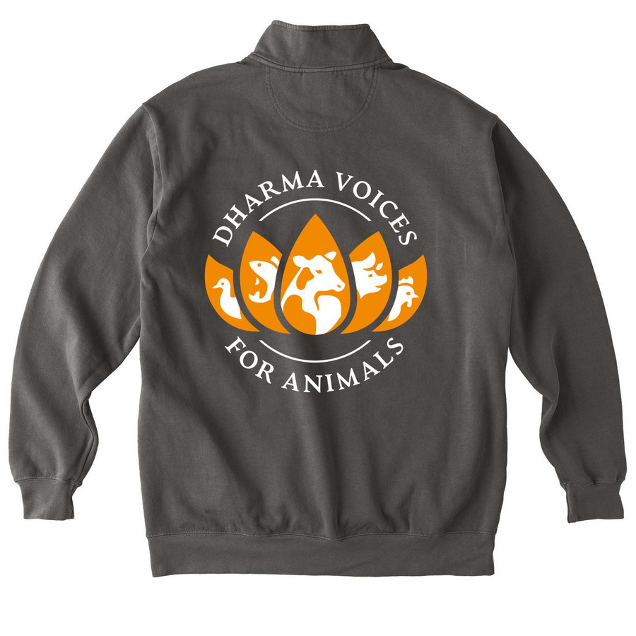 Zip Ups with Front and Back Logo (dark), a Pepper Comfort Colors Quarter Zip Pullover (back-view)