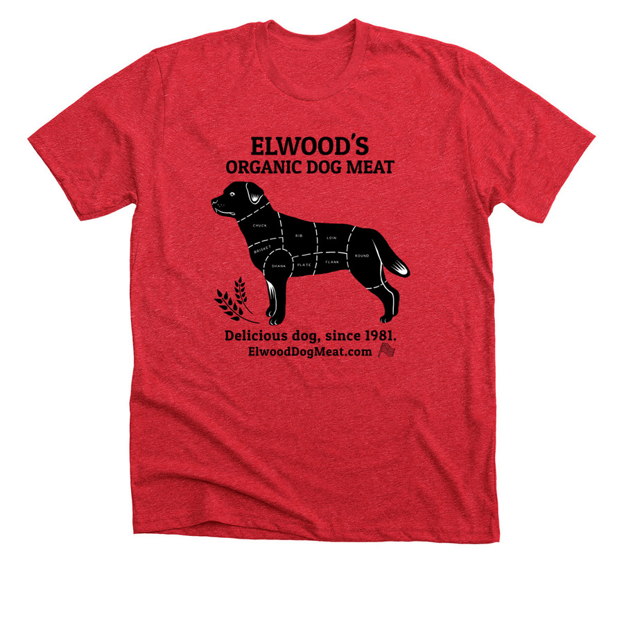 Big Dog Butcher Chart, a Heather Red Premium Unisex Tee