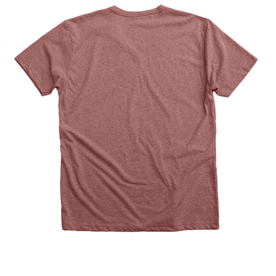 Legend of the Pink Lady, a Heather Mauve Premium V-Neck Tee (back-view)