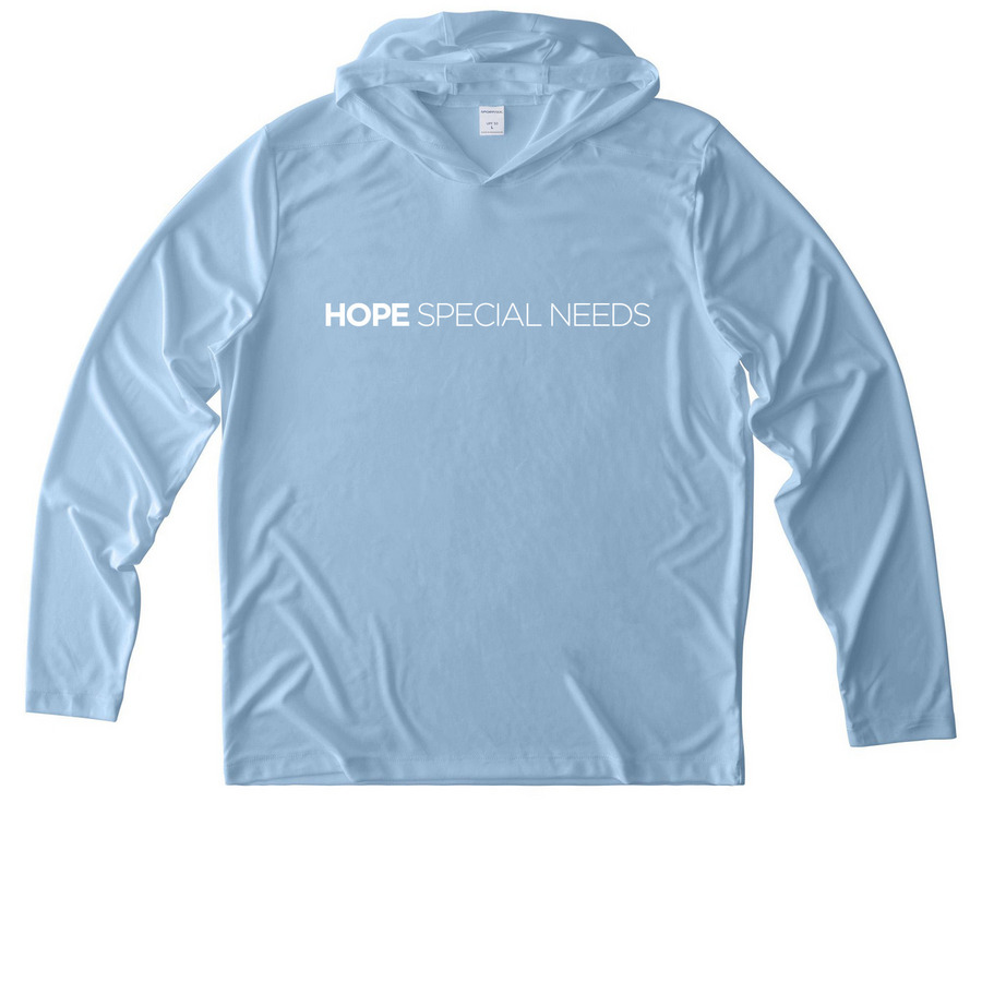 Special Needs Hoodie, a Light Blue UV Performance Long Sleeve Hoodie