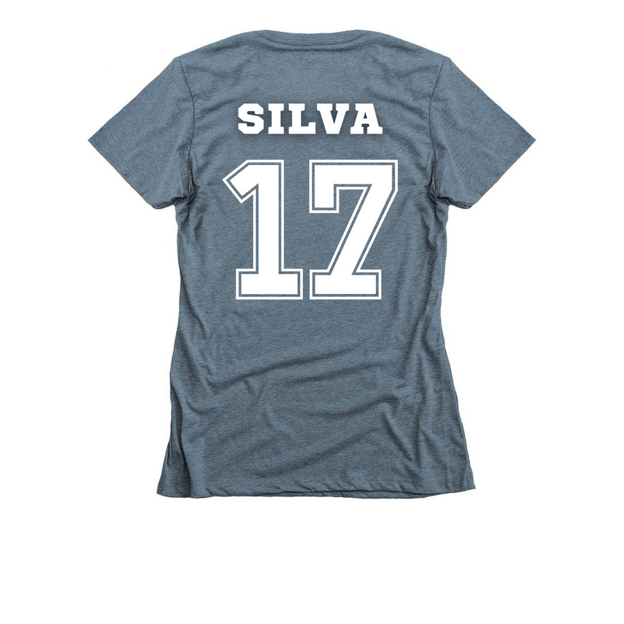 Team18Cats17, a Indigo Women's Slim Fit Tee (back-view)