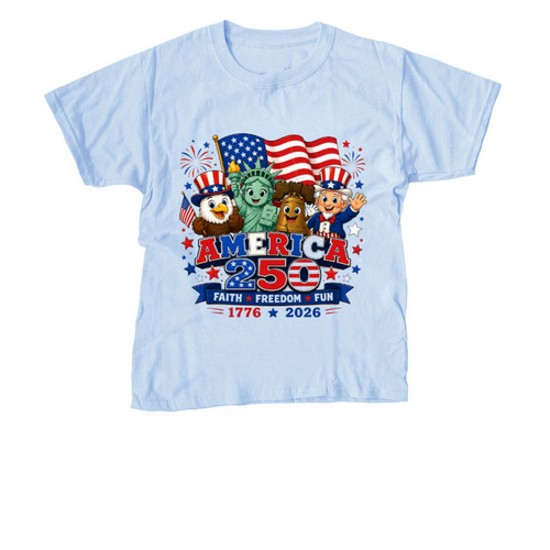 Kid's: American Children, a Light Blue Youth Unisex Tee
