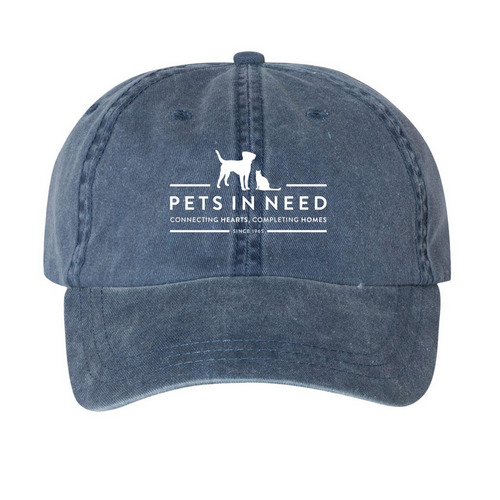 Pets In Need ? General ? Cap, a Navy Printed Pigment Dye Baseball Cap