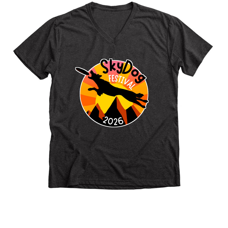 2026 SkyDog Festival Apparel, a Dark Grey Heather Premium V-Neck Tee