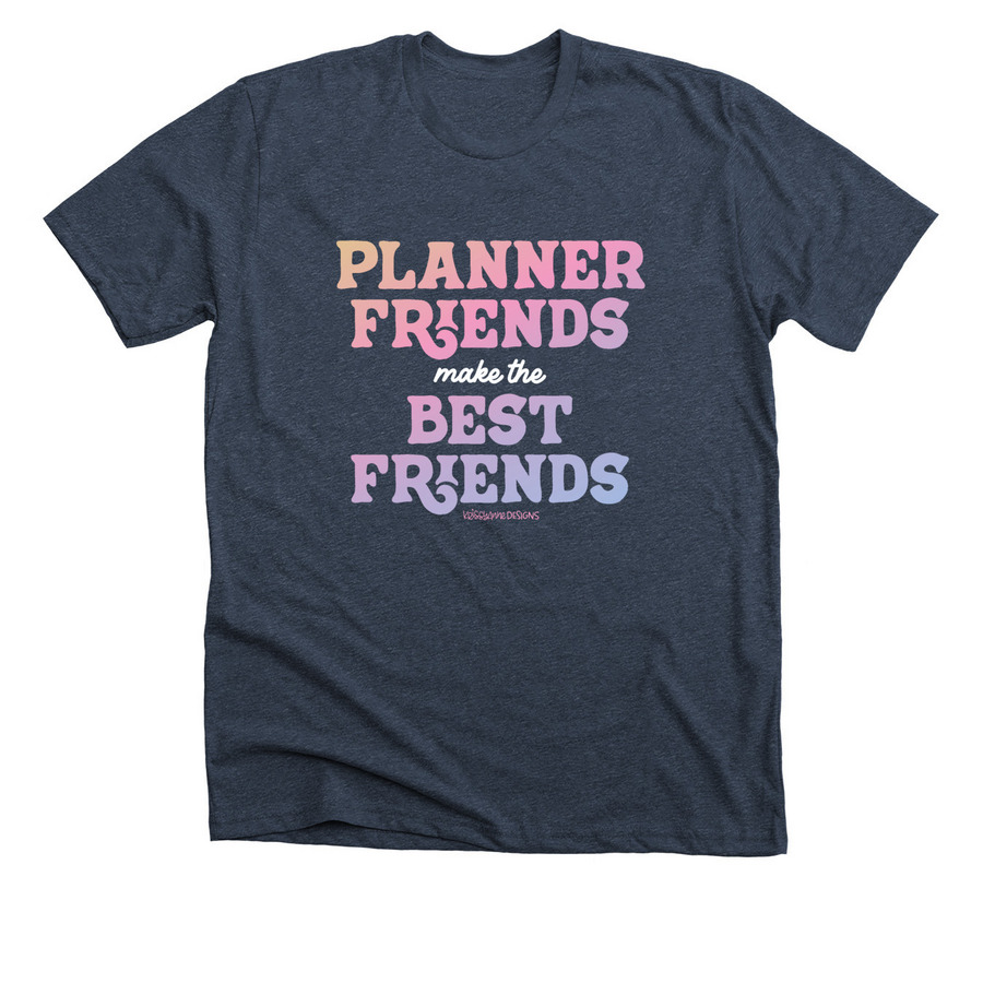KAD Wear - Planner Friends, a Heather Midnight Navy Premium Unisex Tee
