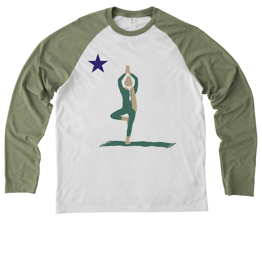 Maine Yogis&nbsp;??, a Olive You Green/ Bright White Allmade Eco Triblend Colorblock Raglan Long Sleeve Tee