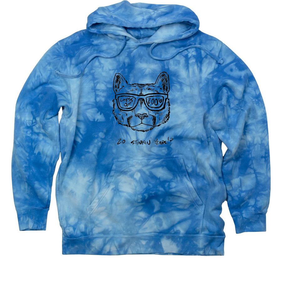 20 Stinkin Years!, a Aqua Blue Tie Dye Pullover Hoodie