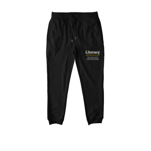 Unisex jogger: Literacy, a Black Stanley/Stella Unisex Flyer Jogger
