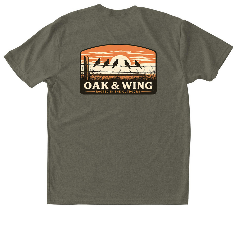 Oak & Wing Dove Season, a Military Green Triblend Tee (back-view)