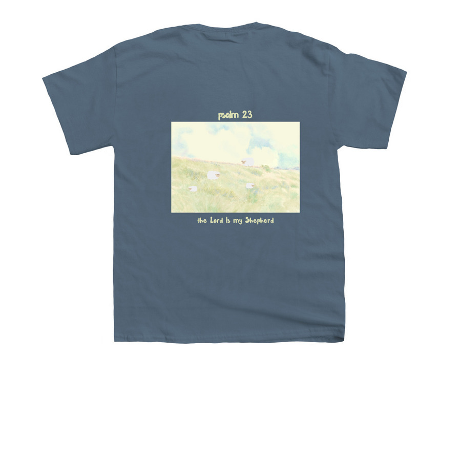 Psalm 23, a Indigo Youth Unisex Tee (back-view)