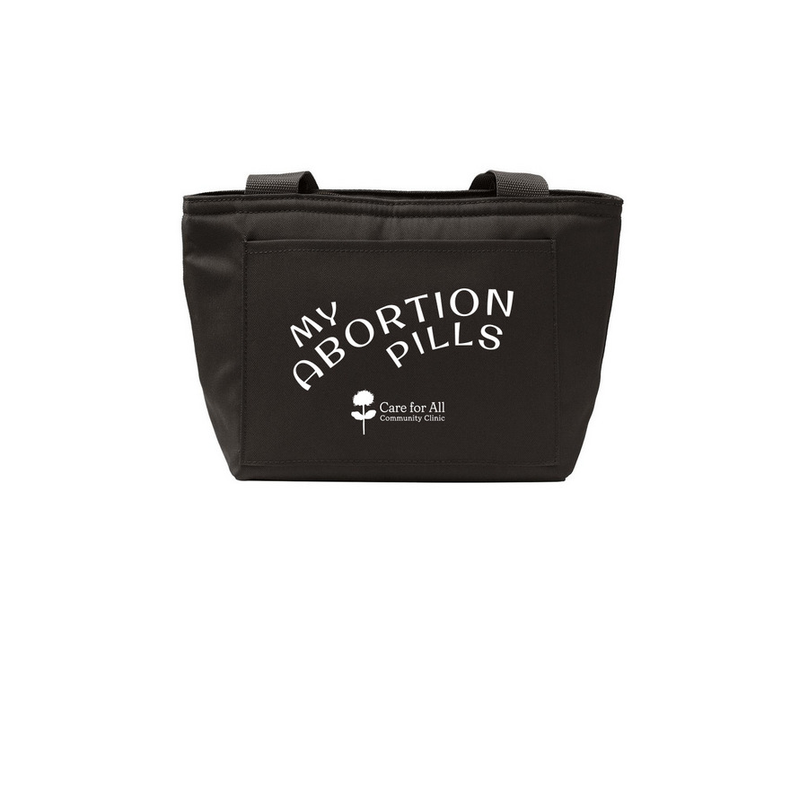 My Abortion Pills Lunch Bag, a Deep Black Insulated Lunch Tote