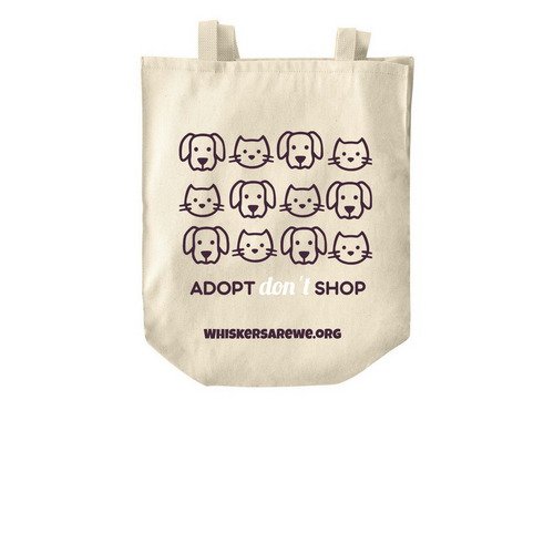 Whiskers Are We Animal Rescue, a Natural Over-the-Shoulder Shopping Tote Bag