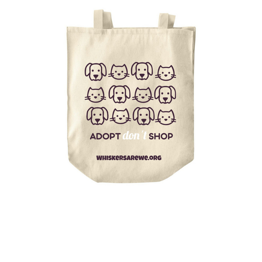 Whiskers Are We Animal Rescue, a Natural Over-the-Shoulder Shopping Tote Bag