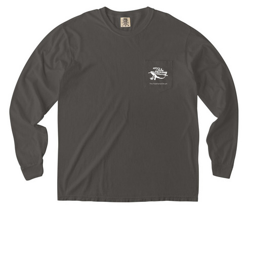 TugDuck Long Sleeve Pocket Shirt, a Pepper Comfort Colors Long Sleeve Pocket Tee