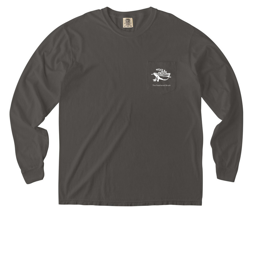 TugDuck Long Sleeve Pocket Shirt, a Pepper Comfort Colors Long Sleeve Pocket Tee