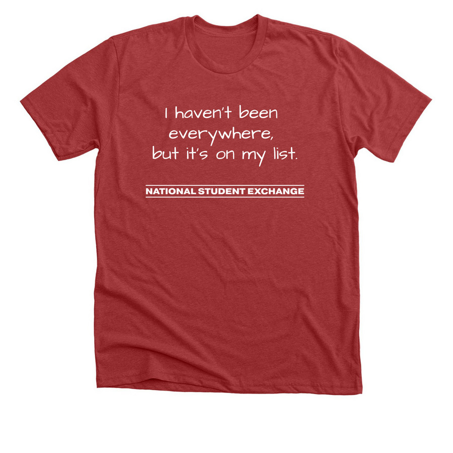 On My List t-shirt, a Heather Canvas Red Premium Unisex Tee