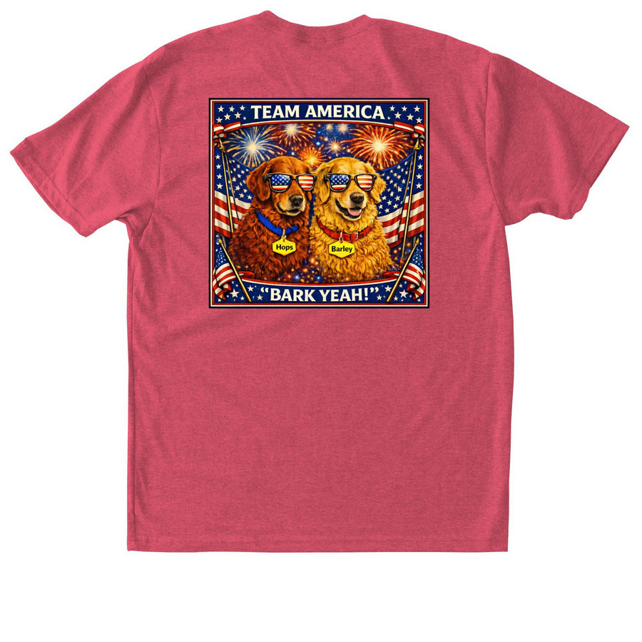 All American Team Pups, a Vintage Red Triblend Unisex Tee (back-view)