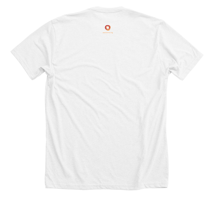 rare do care, a Solid White Blend Premium Unisex Tee (back-view)