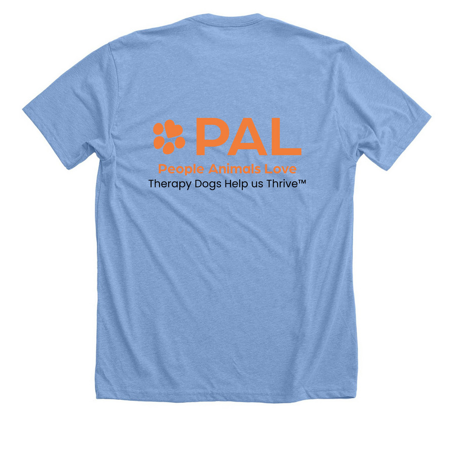 Making Humans more Human, a Heather Carolina Blue Premium Unisex Tee (back-view)