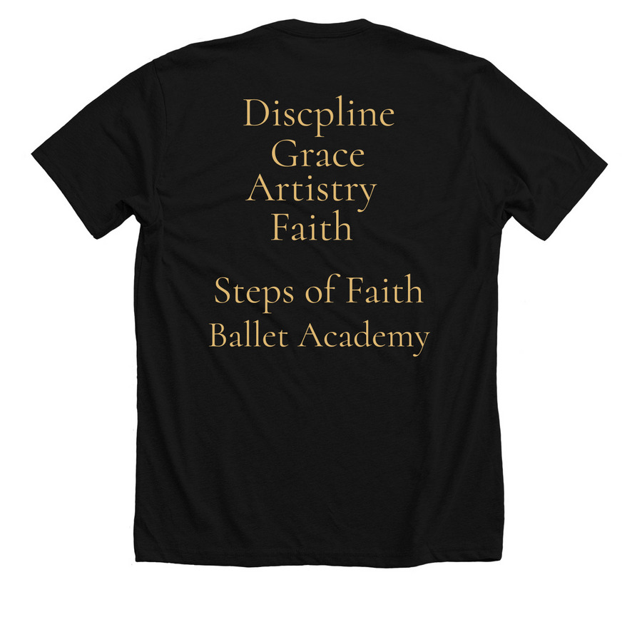 Discipline, Grace, Artistry, Faith, a Solid Black Blend Premium Unisex Tee (back-view)