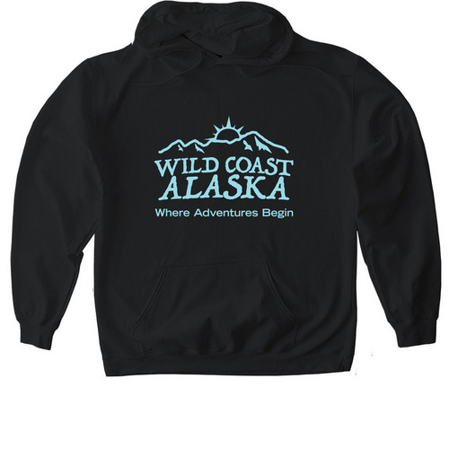 Wild Coast Alaska Aqua Series, a Black Gildan Softstyle Pullover Hoodie