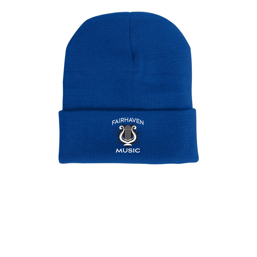 Fairhaven Music Beanies, a Royal Blue Printed Cuffed Beanie