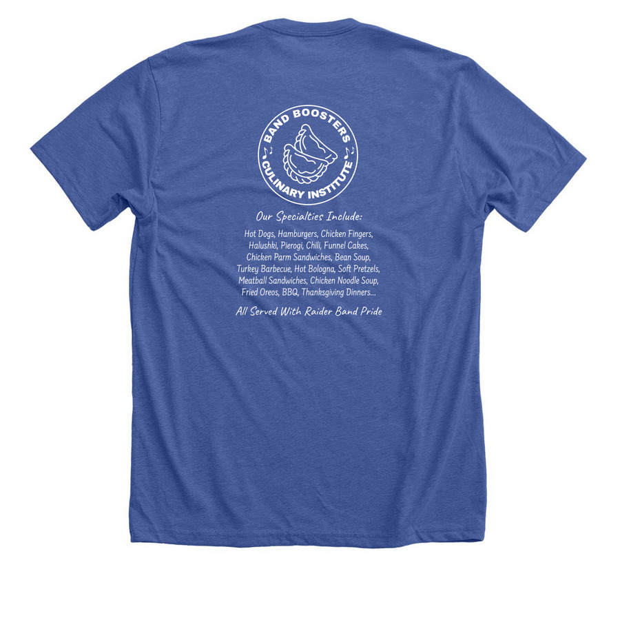 Band Booster Stand, a Solid True Royal Premium Unisex Tee (back-view)