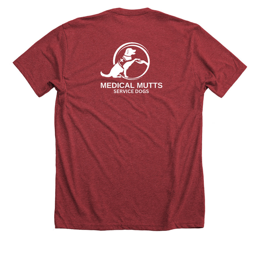 Medical Mutts Volunteer, a Heather Canvas Red Premium Unisex Tee (back-view)