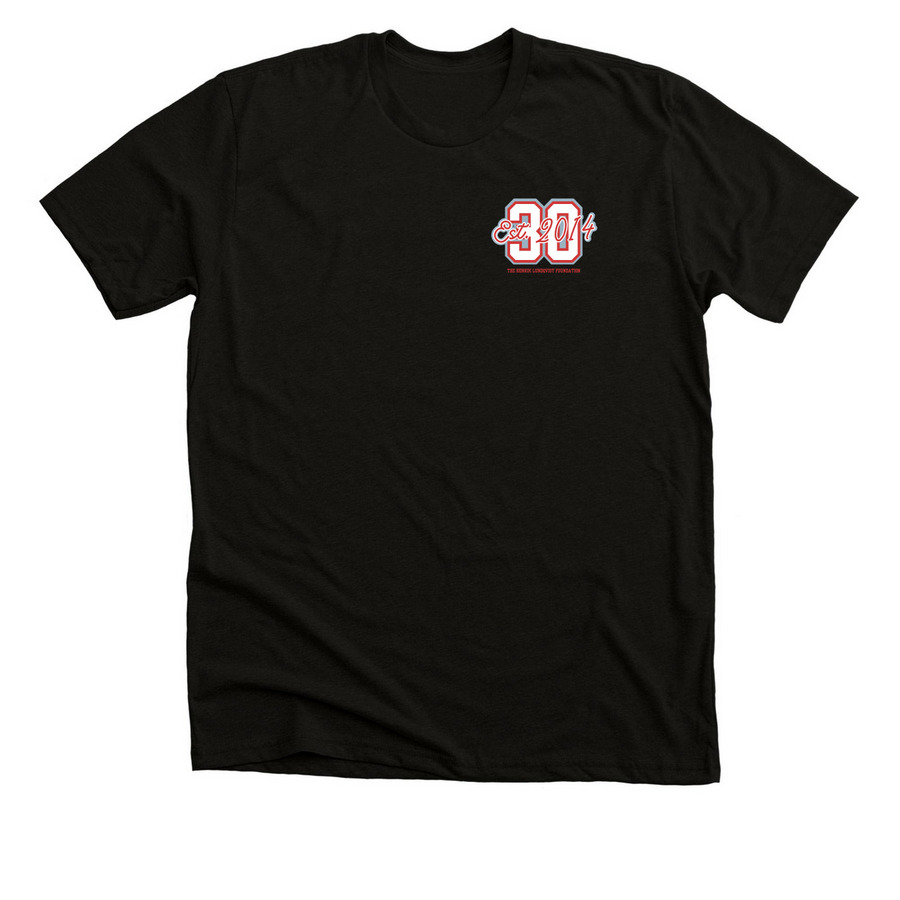 "30 est. 2014", a Solid Black Blend Premium Unisex Tee