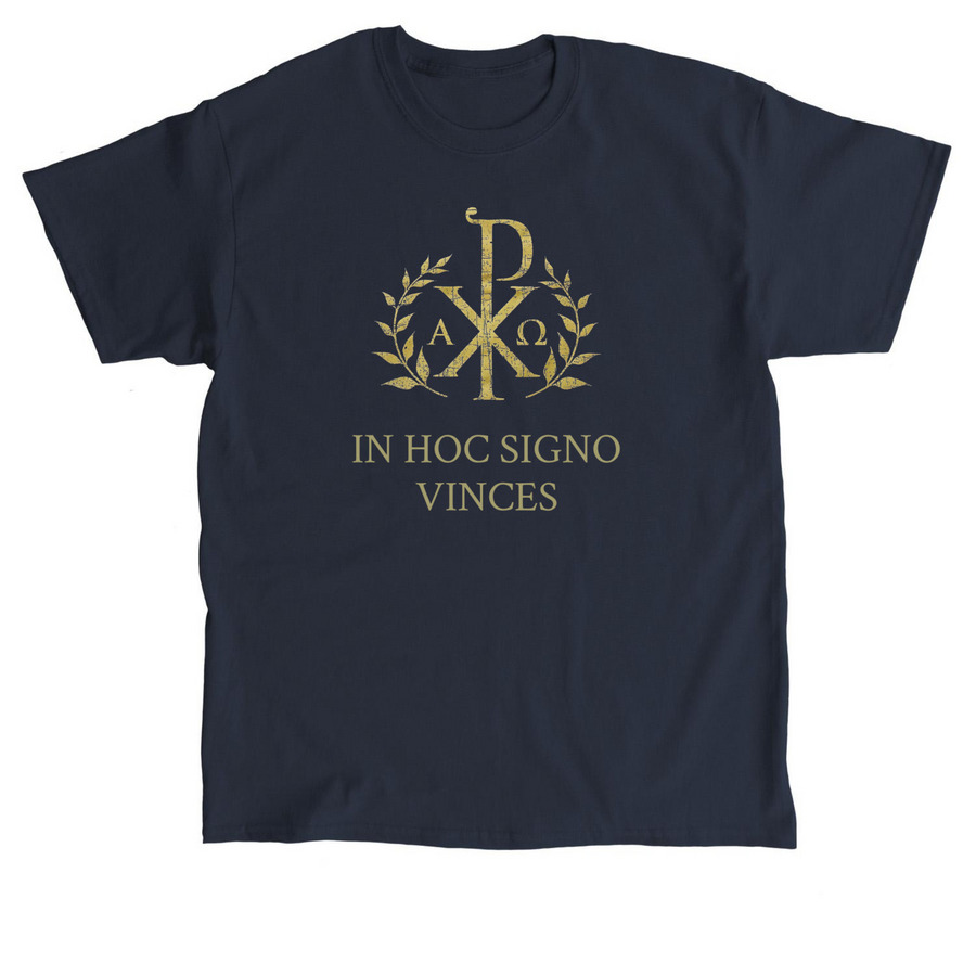 In Hoc Signo Vinces-Chi Rho, a Navy Classic Unisex Tee
