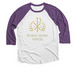 In Hoc Signo Vinces-Chi Rho, a Purple Rush and Heather White 3/4 Sleeve Baseball Tee