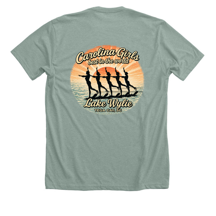 Carolina Girls Best in the World, a Heather Sage Premium Unisex Tee (back-view)