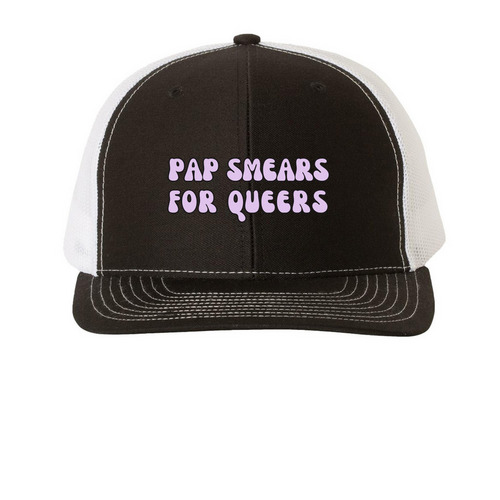 Pap Smears for Queers Trucker, a Black/ White Printed Snapback Trucker Cap