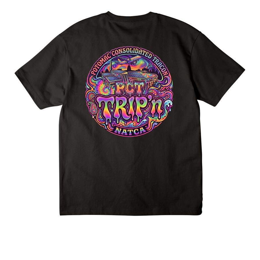TRIPPY PCT, a Black Unisex Heavyweight Tee (back-view)
