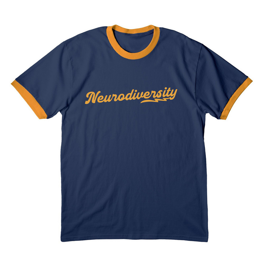 Neurodiversity, a Navy/ Gold Cotton Ringer Tee