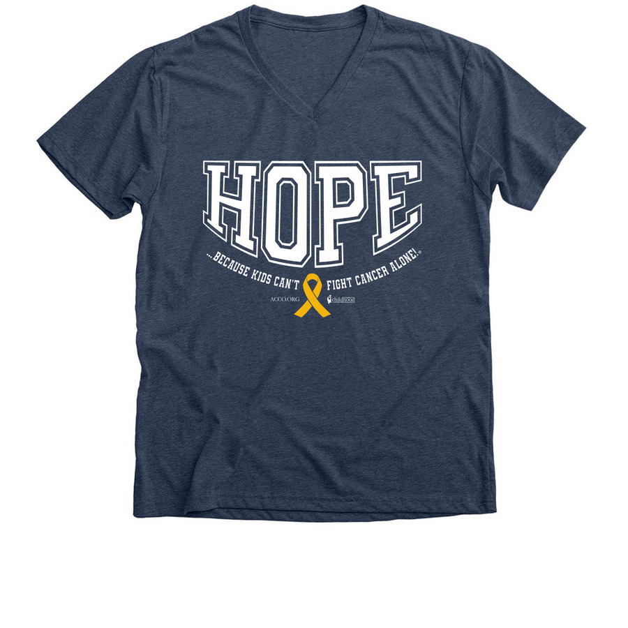 2026 CCAM HOPE Shirts, a Heather Navy Premium V-Neck Tee