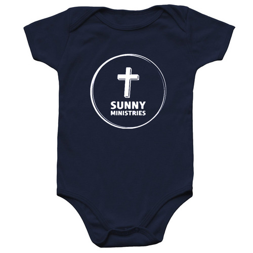 Toddler Sunny Ministries Logo, a Navy Infant Onesie