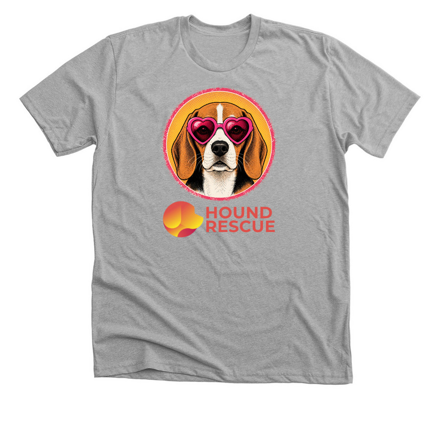 Heart Shaped Glasses Beagle Tee, a Athletic Heather Premium Unisex Tee