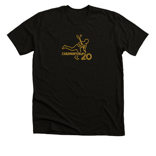 Chadminton 20 (Gold), a Black Heather Premium Unisex Tee