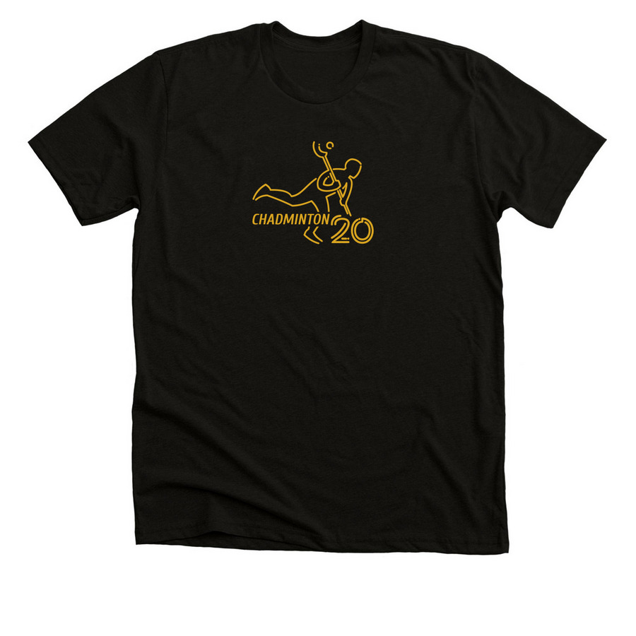 Chadminton 20 (Gold), a Black Heather Premium Unisex Tee
