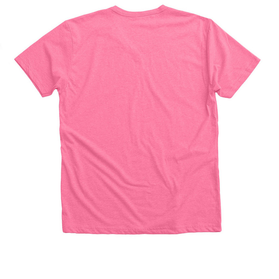 Adult 2026 Camp Grom Family Day Shirt, a Neon Pink Premium V-Neck Tee (back-view)