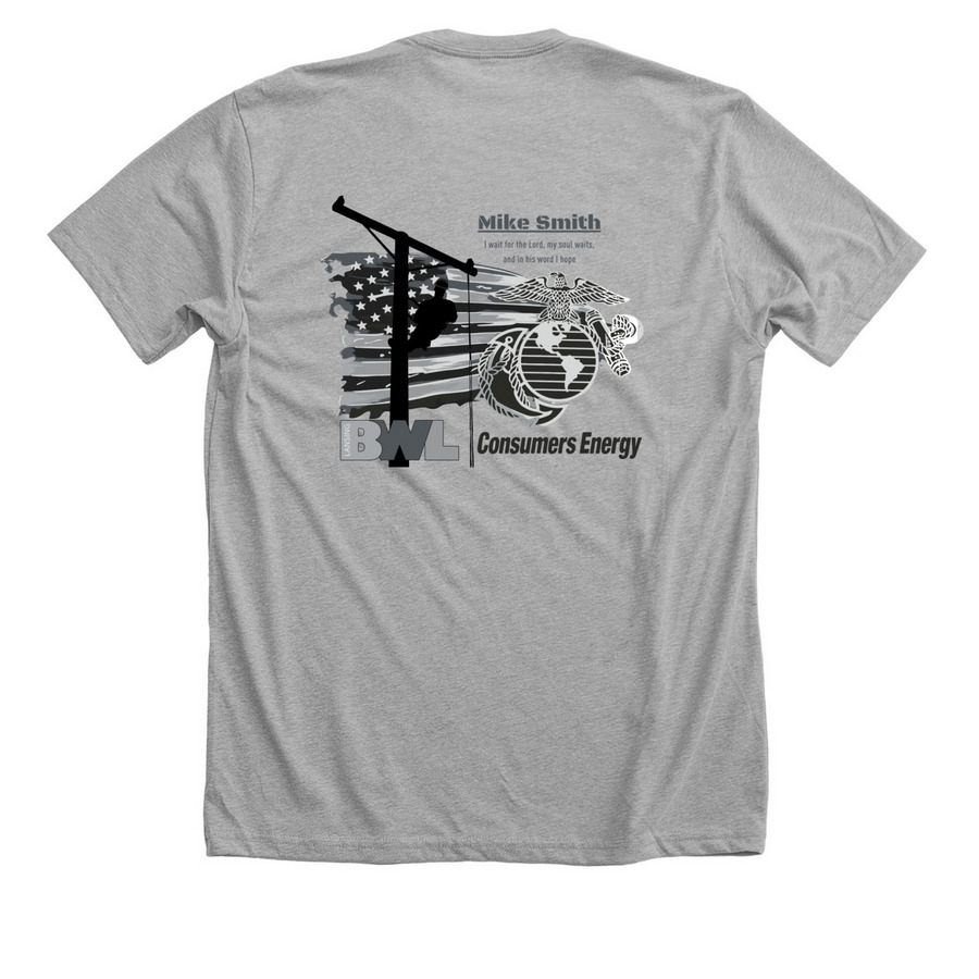 M. SMITH BLACK & GRAY&nbsp;, a Athletic Heather Premium Unisex Tee (back-view)