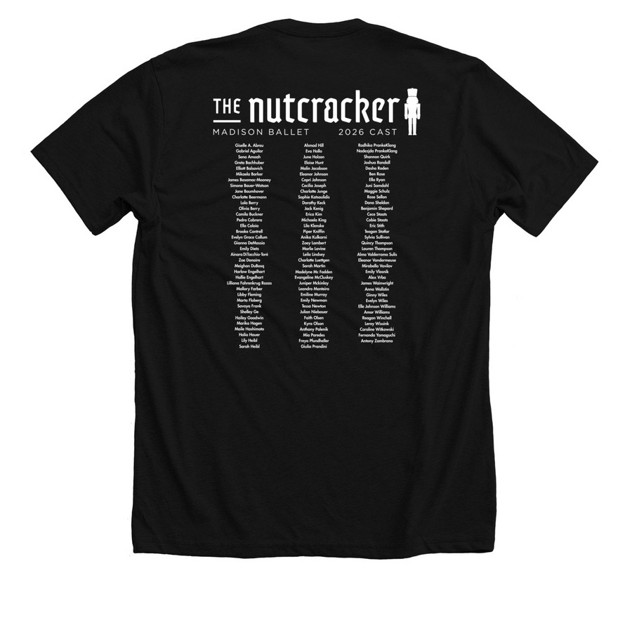 2026 Nutcracker Cast Apparel, a Solid Black Blend Premium Unisex Tee (back-view)