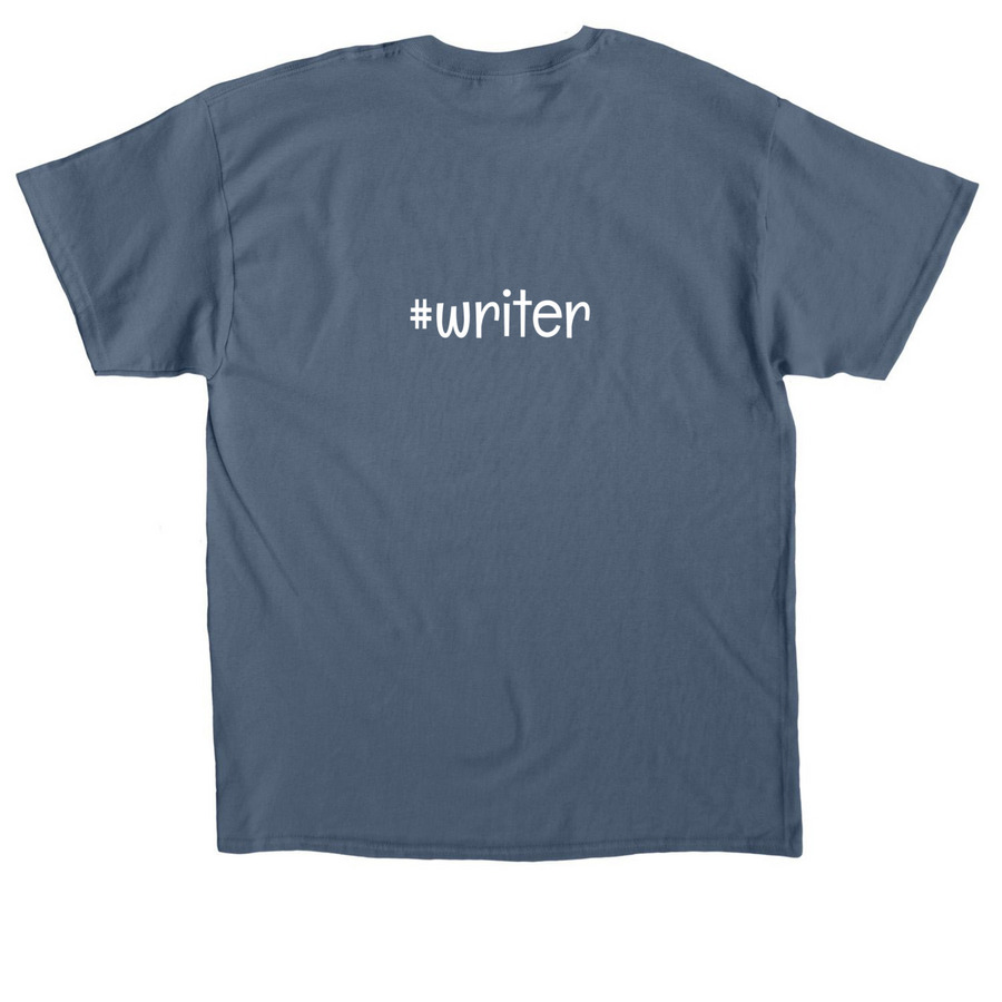 White logo - 2 sided #writer on back, a Indigo Blue Classic Unisex Tee (back-view)
