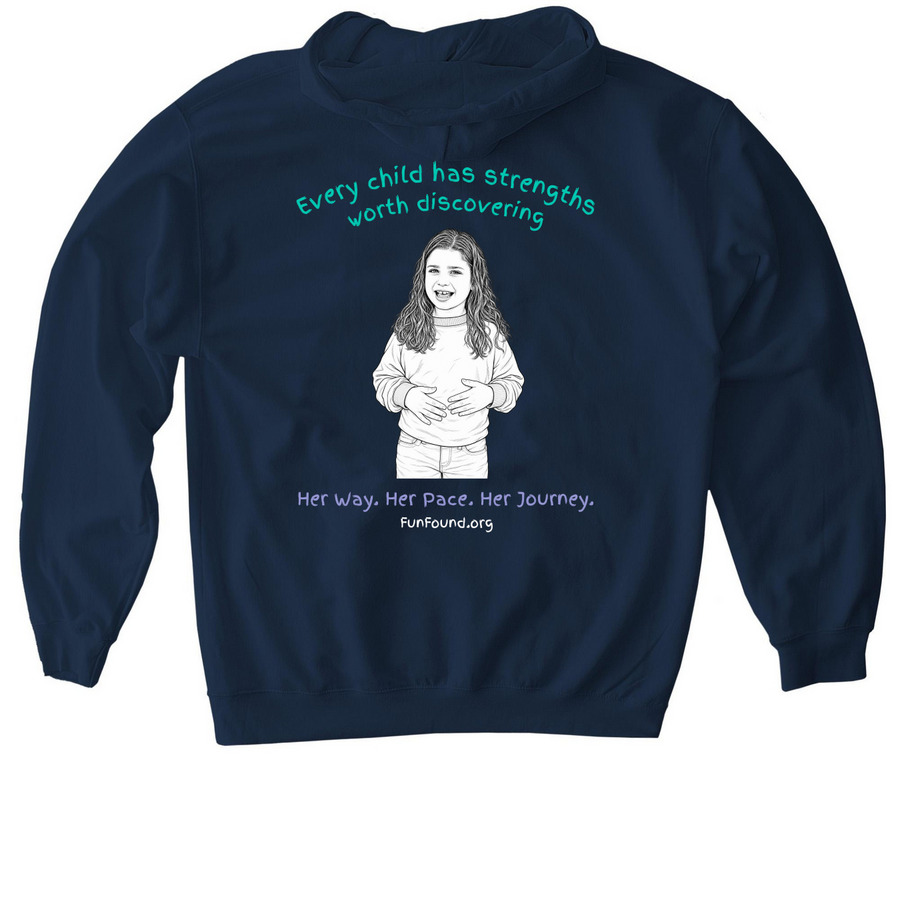 Her Way. Her Pace. Her Journey, a Navy Gildan Softstyle Pullover Hoodie (back-view)