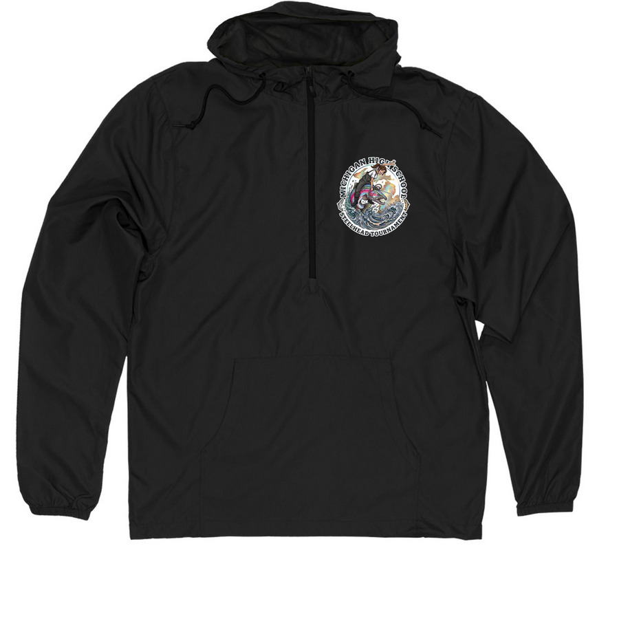 MHSST Jacket Logo Front/Back - Female, a Black Quarter-Zip Windbreaker