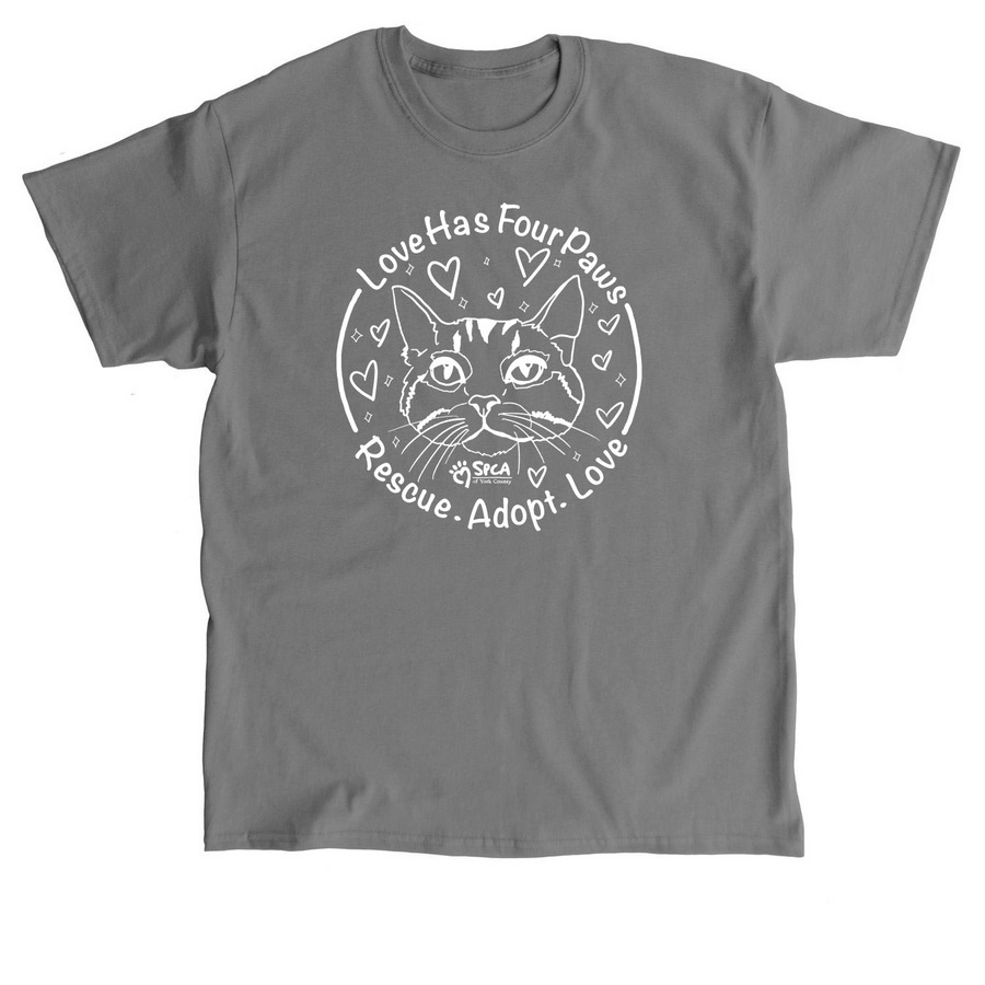 Adopt Cats- White Lettering, a Charcoal Classic Unisex Tee