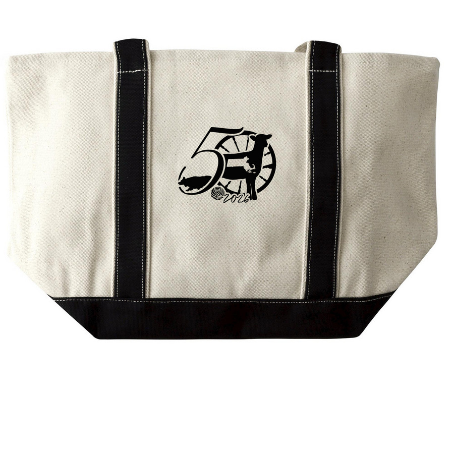 Bags, a Natural/Black Large Two-Tone Canvas Tote Bag (back-view)