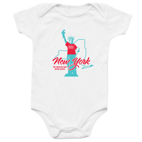 NY Never Sleeps, a White Infant Onesie