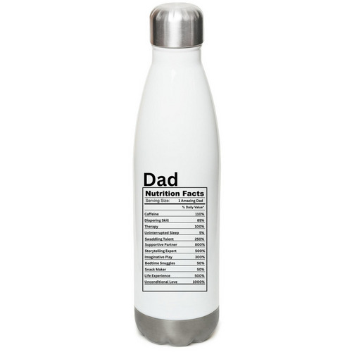 Dad Nutrition Stainless Steel Waterbottle, a White Stainless Steel Water Bottle